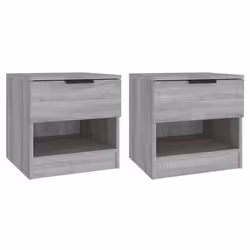 vidaXL 1/2x Bedside Cabinet Engineered Wood Home End Side Table Multi Colours - grey sonoma, 2 - Additional view 3