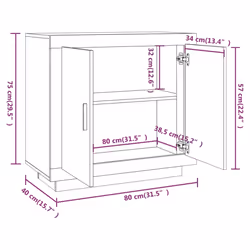 vidaXL Sideboard Engineered Wood Storage Side Cabinet Furniture Multi Colours - smoked oak - Additional view 9