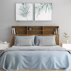 vidaXL Headboard Cabinet Bedroom Bookcase Headboard Furniture Multi Colours - smoked oak - Additional view 4
