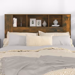 vidaXL Headboard Cabinet Bedroom Bookcase Bed Headboard Bed Backboard Cabinet - smoked oak - Additional view 5
