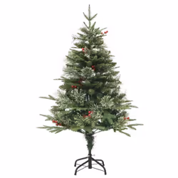 vidaXL Pre-lit Christmas Tree with Pine Cones Artificial Tree Green PVC and PE