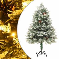 vidaXL Pre-lit Christmas Tree with Pine Cones Artificial Tree Green PVC and PE