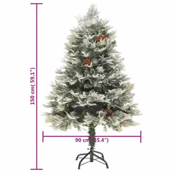 vidaXL Pre-lit Christmas Tree with Pine Cones Artificial Tree Green PVC and PE