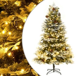 vidaXL Pre-lit Christmas Tree with Pine Cones Artificial Tree Green PVC and PE