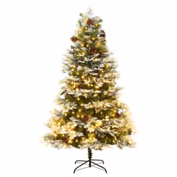 vidaXL Pre-lit Christmas Tree with Pine Cones Artificial Tree Green PVC and PE