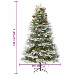 vidaXL Pre-lit Christmas Tree with Pine Cones Artificial Tree Green PVC and PE - Additional view 4