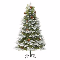 vidaXL Pre-lit Christmas Tree with Pine Cones Artificial Tree Green PVC and PE - Additional view 5