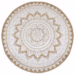 vidaXL Area Rug Living Room Floor Carpet Floor Mat Braided Jute Printed Round - 180 cm