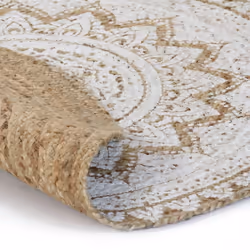 vidaXL Area Rug Living Room Floor Carpet Floor Mat Braided Jute Printed Round - 180 cm