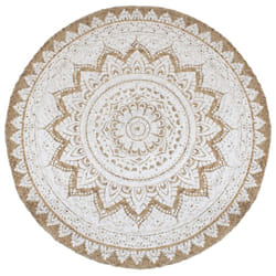 vidaXL Area Rug Living Room Floor Carpet Floor Mat Braided Jute Printed Round - 210 cm