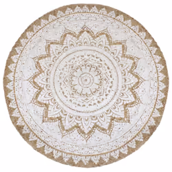 vidaXL Area Rug Living Room Floor Carpet Floor Mat Braided Jute Printed Round - 240 cm