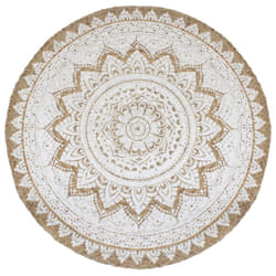 vidaXL Area Rug Living Room Floor Carpet Floor Mat Braided Jute Printed Round - 240 cm