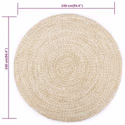 vidaXL Handmade Rug Living Room Floor Carpet Home Area Rug Floor Mat Jute - white, 106