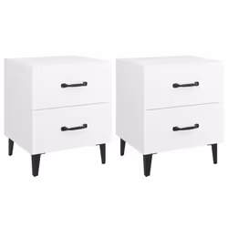 vidaXL 1/2x Bedside Cabinet Engineered Wood End Table Nightstand Multi Colours - white, 2