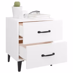 vidaXL 1/2x Bedside Cabinet Engineered Wood End Table Nightstand Multi Colours - white, 2 - Additional view 4