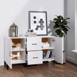 vidaXL Sideboard Storage Cupboard Cabinet Buffet Highboard Engineered Wood - white - Additional view 5
