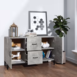 vidaXL Sideboard Storage Cupboard Cabinet Buffet Highboard Engineered Wood - concrete grey - Additional view 4