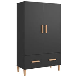 vidaXL Highboard Sideboard Storage Cabinet Cupboard Bookcase Engineered Wood - black