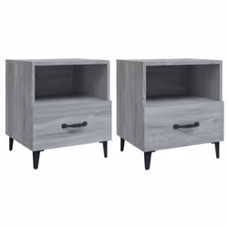 vidaXL 1/2x Bedside Cabinet Engineered Wood End Table Nightstand Multi Colours - grey sonoma, 2