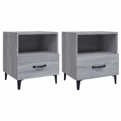 vidaXL 1/2x Bedside Cabinet Engineered Wood End Table Nightstand Multi Colours - grey sonoma, 2