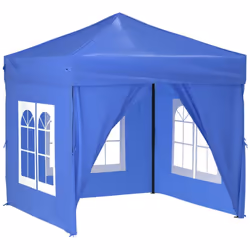vidaXL Folding Party Tent with Sidewall Patio Camping Gazebo Pavilion Marquee - blue, 197.5 x 197.5 x 234 cm