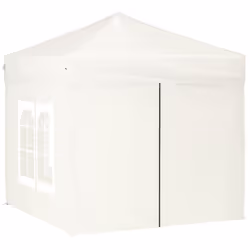 vidaXL Folding Party Tent with Sidewall Patio Camping Gazebo Pavilion Marquee - cream, 197.5 x 197.5 x 234 cm