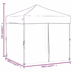 vidaXL Folding Party Tent with Sidewall Patio Camping Gazebo Pavilion Marquee - white, 197.5 x 197.5 x 234 cm