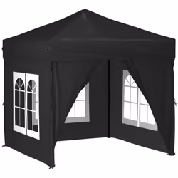 vidaXL Folding Party Tent with Sidewall Patio Camping Gazebo Pavilion Marquee - black, 197.5 x 197.5 x 234 cm