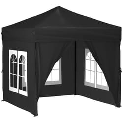 vidaXL Folding Party Tent with Sidewall Patio Camping Gazebo Pavilion Marquee - black, 197.5 x 197.5 x 234 cm