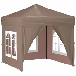 vidaXL Folding Party Tent with Sidewall Patio Camping Gazebo Pavilion Marquee - taupe, 197.5 x 197.5 x 234 cm