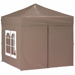 vidaXL Folding Party Tent with Sidewall Patio Camping Gazebo Pavilion Marquee - taupe, 197.5 x 197.5 x 234 cm