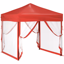 vidaXL Folding Party Tent with Sidewalls Pavilion Marquee Multi Colours/Sizes - red, 199 x 199 x 254 cm - Additional view 2