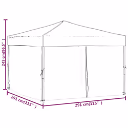 vidaXL Folding Party Tent with Sidewall Patio Camping Gazebo Pavilion Marquee - white, 291 x 291 x 245 cm - Additional view 5