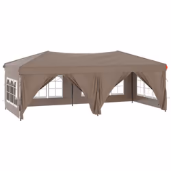 vidaXL Folding Party Tent with Sidewall Patio Camping Gazebo Pavilion Marquee - Taupe