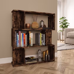 vidaXL Book Cabinet/Room Divider Engineered Wood Home Stand Multi Colours - Smoked oak - Additional view 4