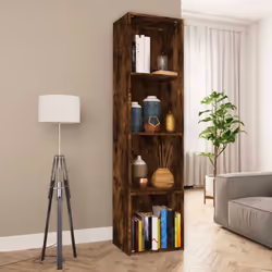 vidaXL Book Cabinet/TV Cabinet Engineered Wood Highboard Cupboard Bookshelf - Smoked oak - Additional view 3