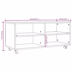 vidaXL TV Cabinet & Castors 4 Open Compartments Engineered Wood Multi Colours - grey sonoma - Additional view 2