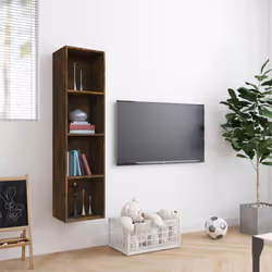 vidaXL Book Cabinet/TV Cabinet Living Room Wall Shelf Book Stand Wall Rack - Smoked oak - Additional view 4
