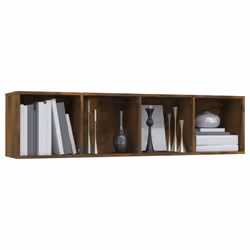 vidaXL Book Cabinet/TV Cabinet Living Room Wall Shelf Book Stand Wall Rack - Smoked oak - Additional view 5
