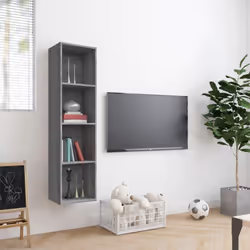 vidaXL Book Cabinet/TV Cabinet Living Room Wall Shelf Book Stand Wall Rack - Grey sonoma - Additional view 4