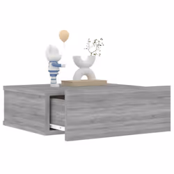 vidaXL Floating Nightstand Wall Bedside Cabinet Hanging Shelf Engineered Wood - Grey sonoma, 1