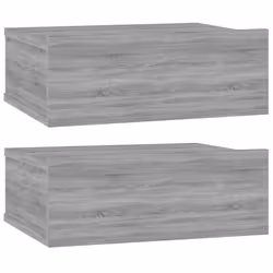 vidaXL Floating Nightstand Wall Bedside Cabinet Hanging Shelf Engineered Wood - Grey sonoma, 2