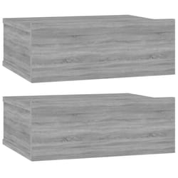 vidaXL Floating Nightstand Wall Bedside Cabinet Hanging Shelf Engineered Wood - Grey sonoma, 2