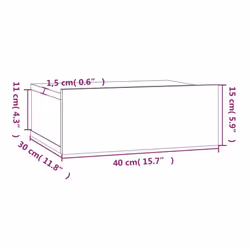 vidaXL Floating Nightstand Wall Bedside Cabinet Hanging Shelf Engineered Wood - Grey sonoma, 2 - Additional view 4