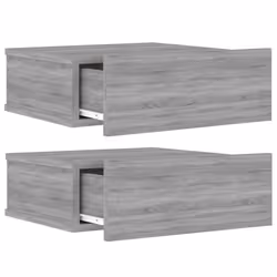 vidaXL Floating Nightstand Wall Bedside Cabinet Hanging Shelf Engineered Wood - Grey sonoma, 2 - Additional view 6