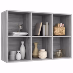vidaXL Book Cabinet/TV Cabinet Engineered Wood Highboard Cupboard Bookshelf - Grey sonoma - Additional view 5