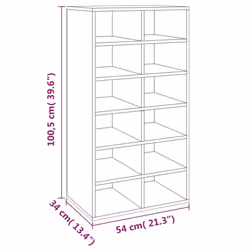 vidaXL Shoe Rack Entryway Shoe Shelf Cabinet Shoe Cupboard Engineered Wood - Grey sonoma - Additional view 3