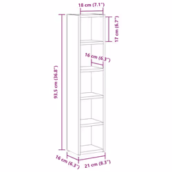 vidaXL CD Cabinet Storage Oraniser Shelf Cabinet Display Shelf Engineered Wood - Smoked oak - Additional view 8