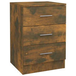 vidaXL 1/2x Bedside Cabinet Chipboard Bedroom Nightstand Stand Multi Colours - smoked oak, 1