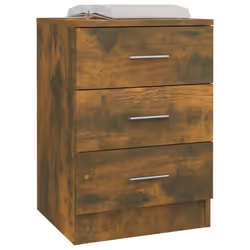 vidaXL 1/2x Bedside Cabinet Chipboard Bedroom Nightstand Stand Multi Colours - smoked oak, 1